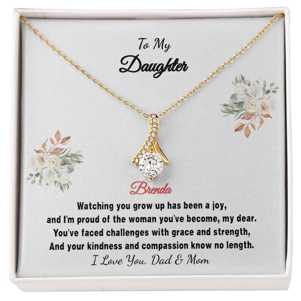 Personalized Gift Necklace - Daughter Gift - Alluring Beauty - Floral White Card