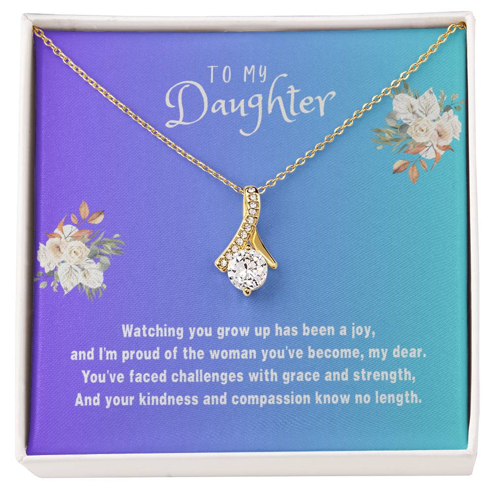 Daughter Gift Necklace - Alluring Beauty - Watching You Grow Up Blue Card