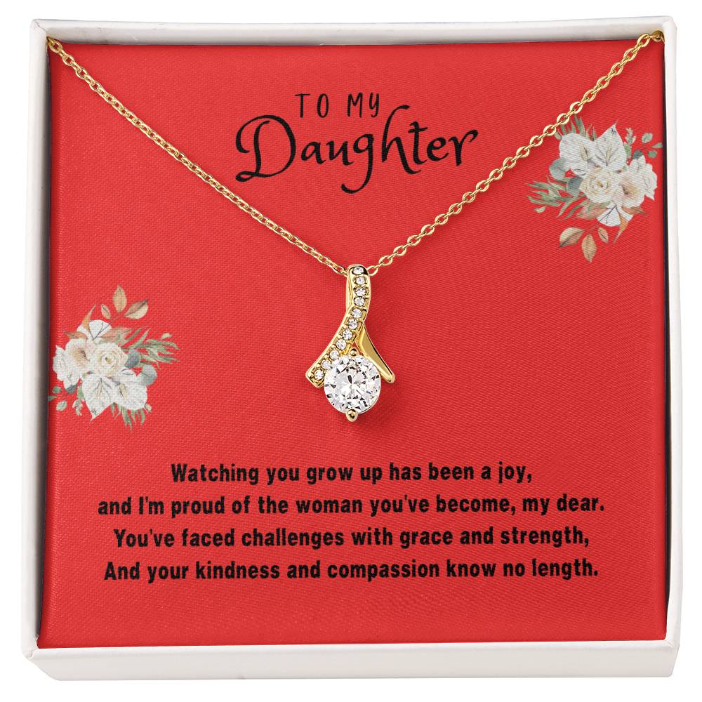 Daughter Gift Necklace - Alluring Beauty - Watching You Grow Up Red Card