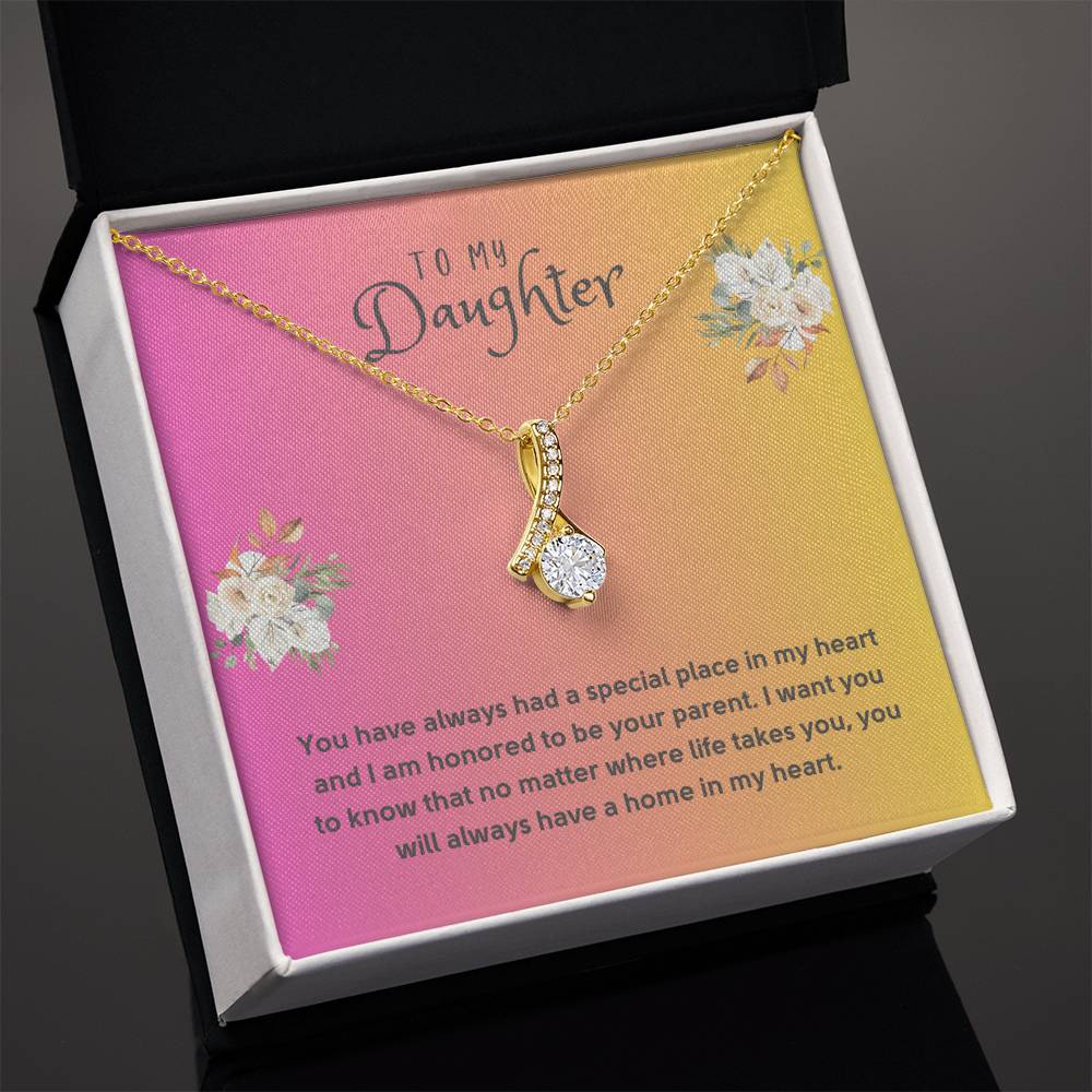Daughter Gift Necklace - Alluring Beauty  - In My Heart Pink Card