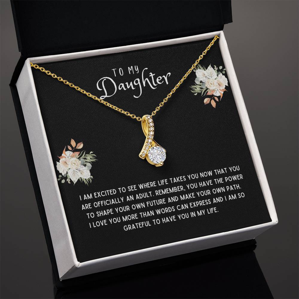 Daughter Gift Necklace - Alluring Beauty - I Am Excited Black Card