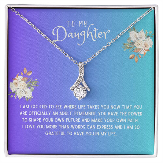 Daughter Gift Necklace - Alluring Beauty  - I Am Excited Blue Card