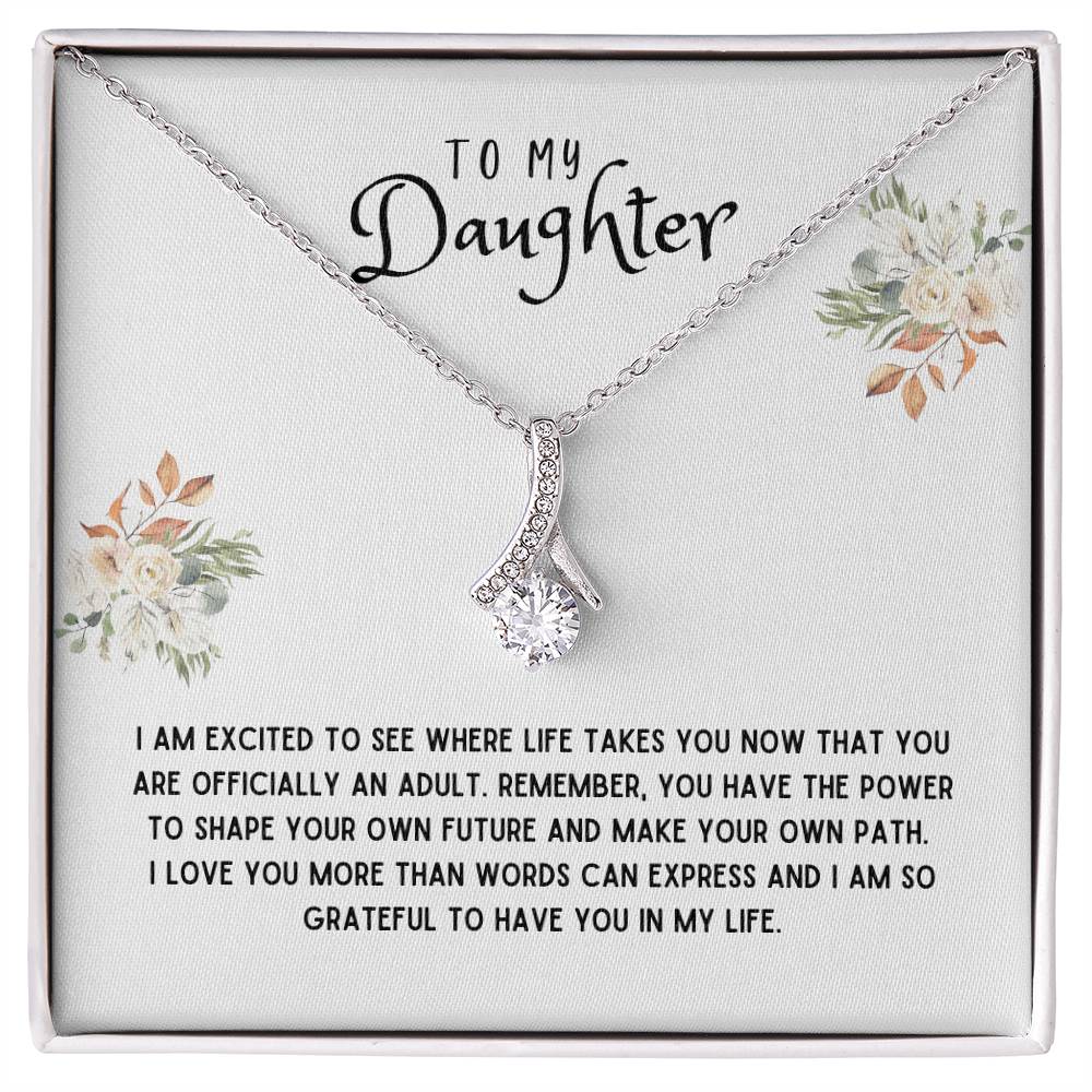 Daughter Gift Necklace - Alluring Beauty - I Am Excited White Card