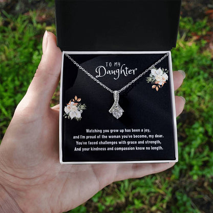 Daughter Gift Necklace - Alluring Beauty - Watching You Grow Up Black Card