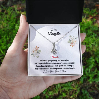 Personalized Gift Necklace - Daughter Gift - Alluring Beauty - Floral White Card