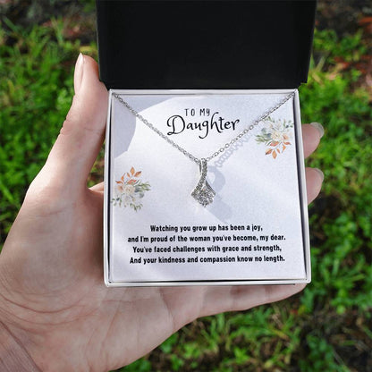Daughter Gift Necklace - Alluring Beauty - Watching You Grow Up White Card