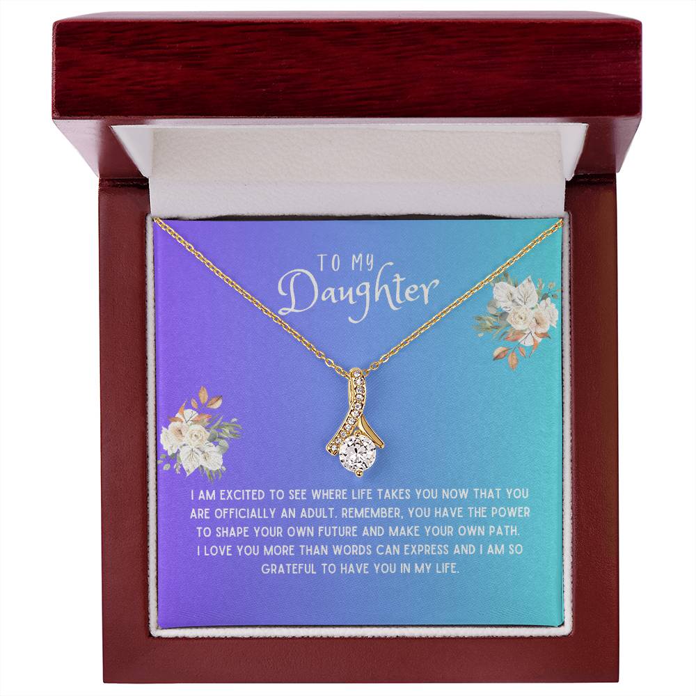 Daughter Gift Necklace - Alluring Beauty  - I Am Excited Blue Card
