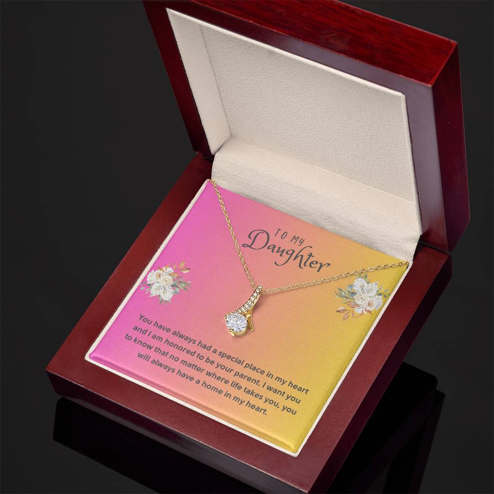 Daughter Gift Necklace - Alluring Beauty  - In My Heart Pink Card