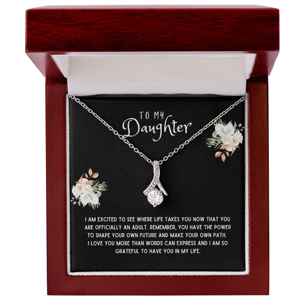 Daughter Gift Necklace - Alluring Beauty - I Am Excited Black Card
