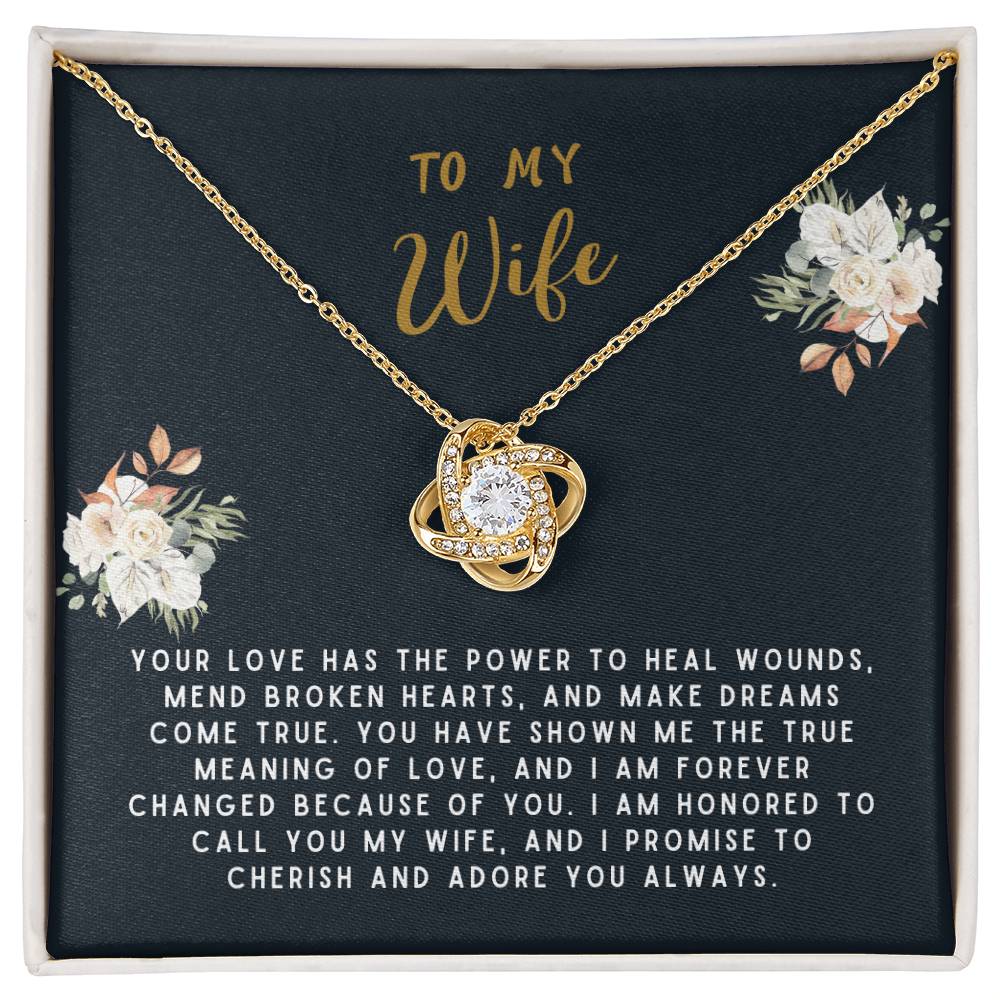 Wife Gift Necklace - Love Knot - Your Love Has The Power Black Card