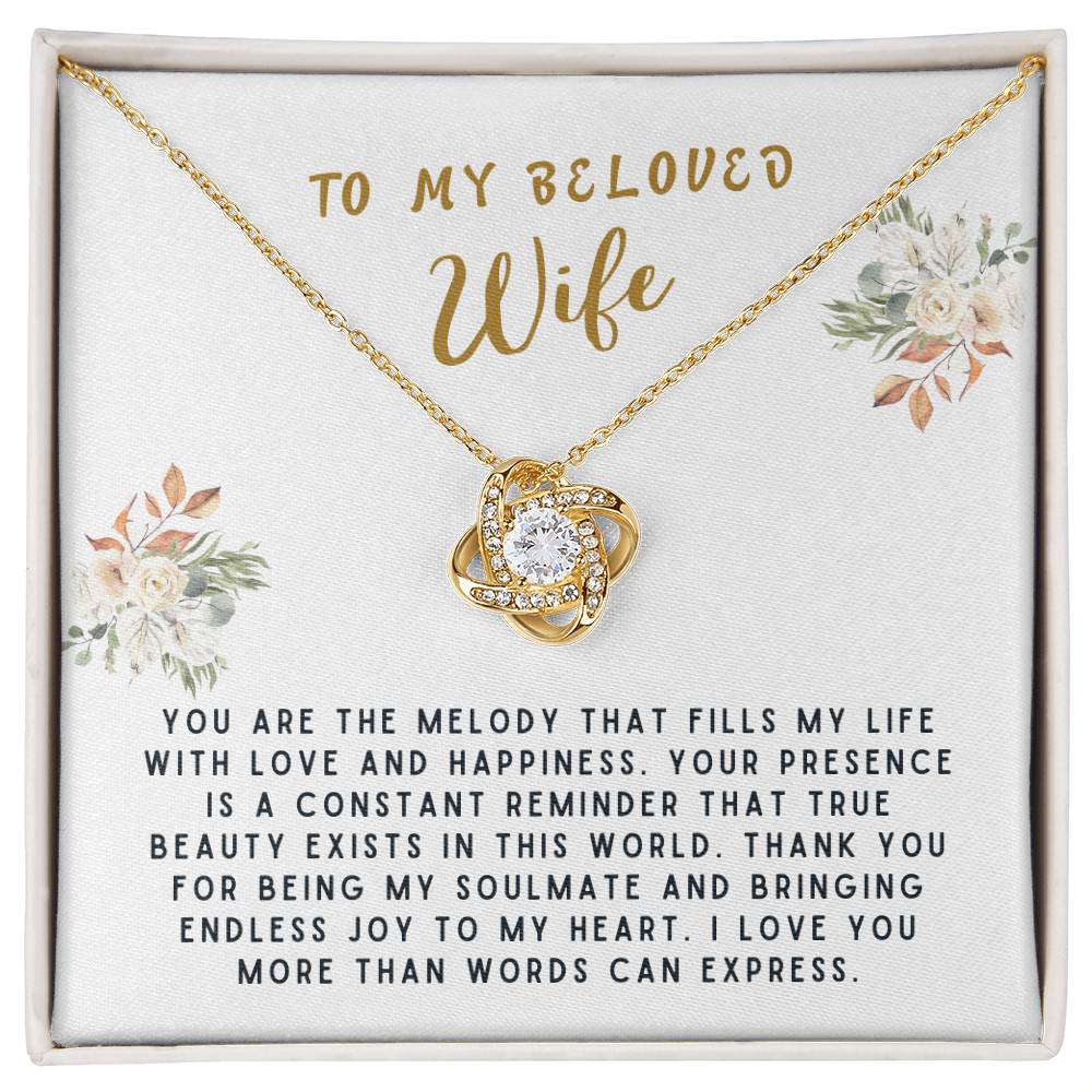 Wife Gift Necklace - Love Knot - You Are The Melody White Card