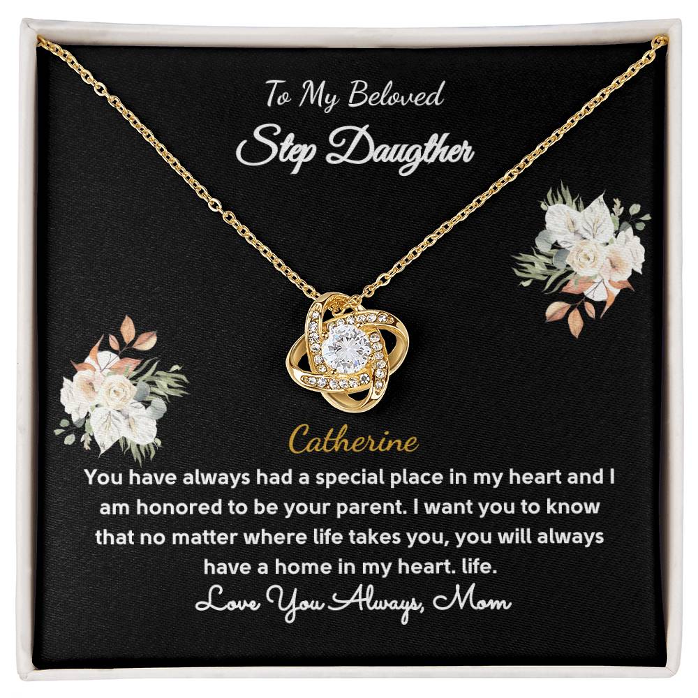 Personalized Gift Necklace - Daughter Gift - Love Knot - Floral Black Card