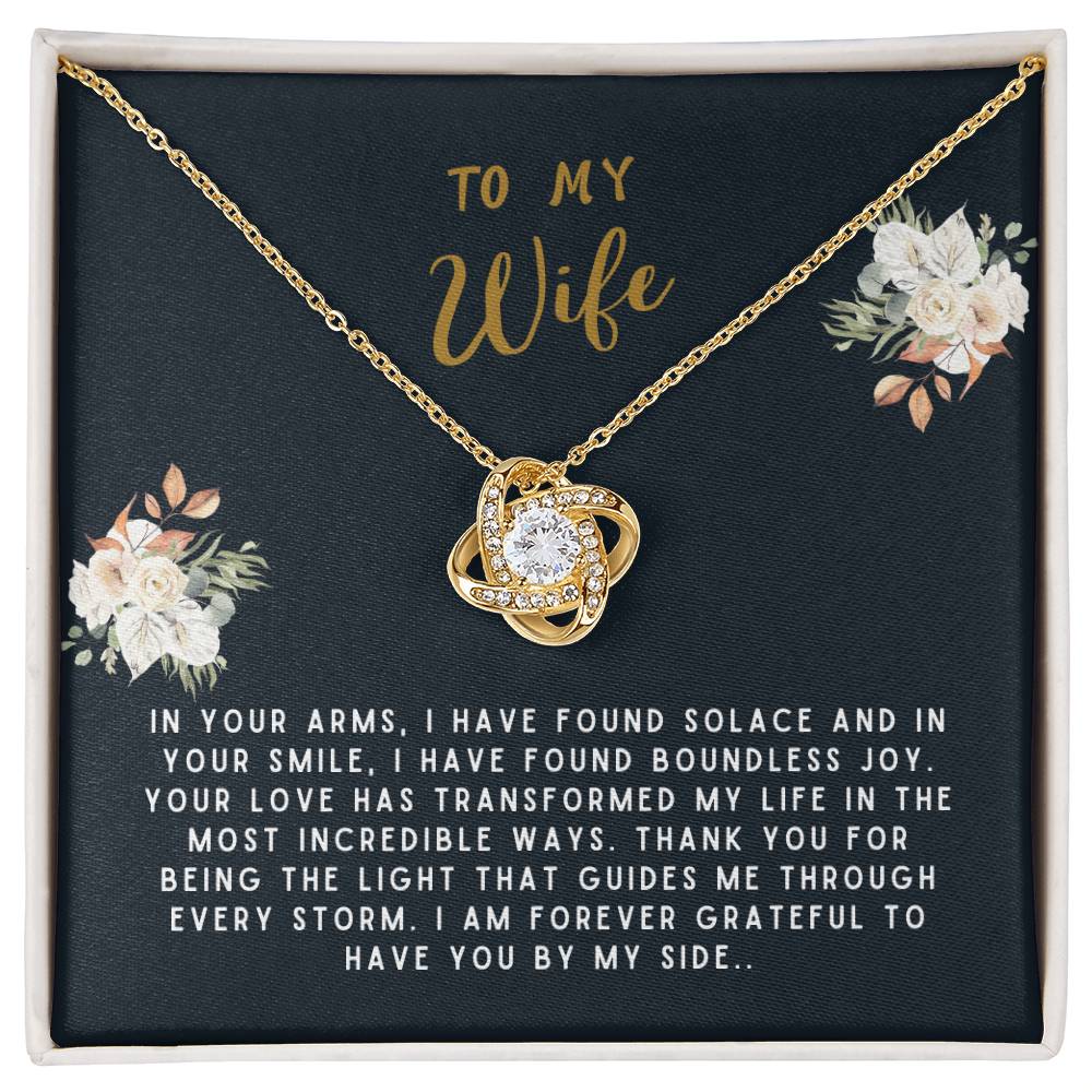 Wife Gift Necklace - Love Knot - In Your Arms Black Card