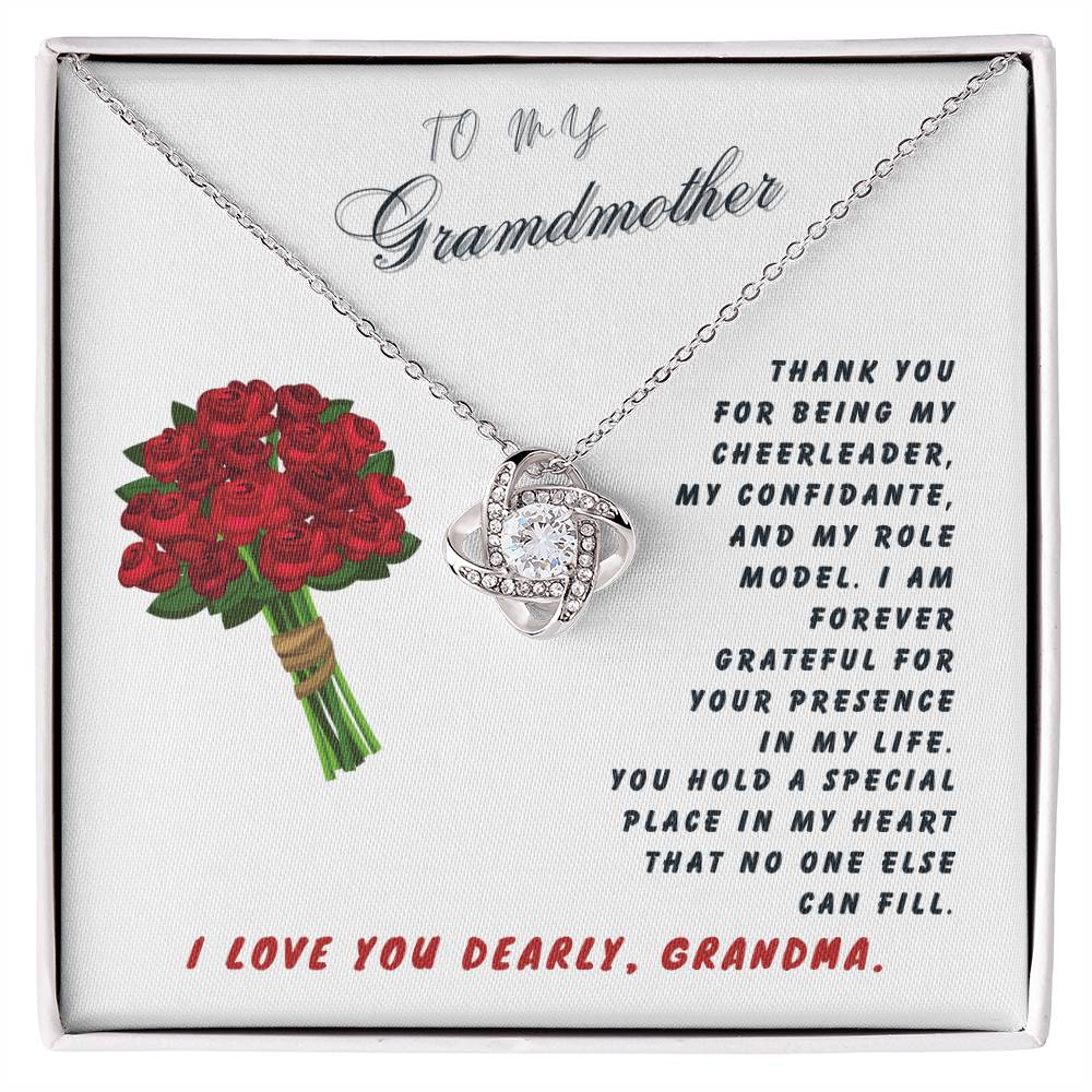 Grandmother Gift Necklace - Love Knot - Roses White Card