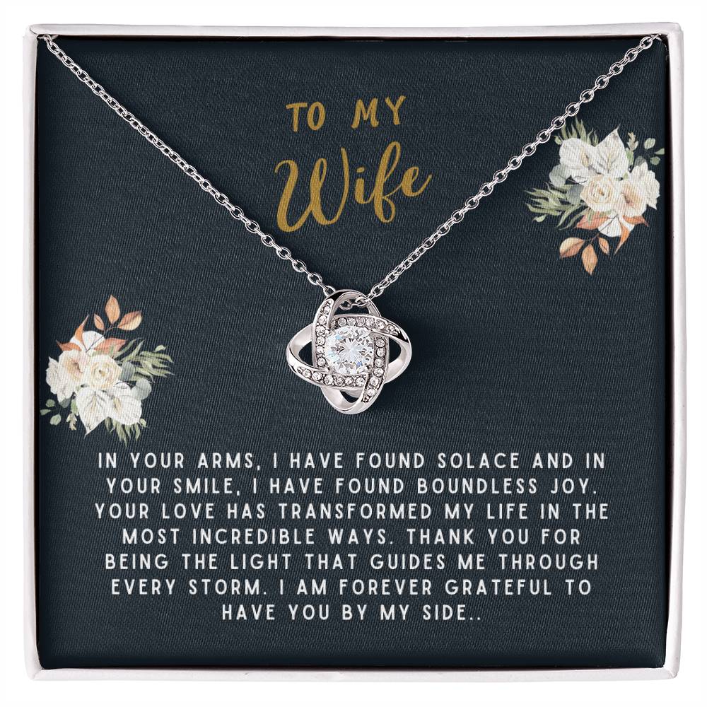 Wife Gift Necklace - Love Knot - In Your Arms Black Card