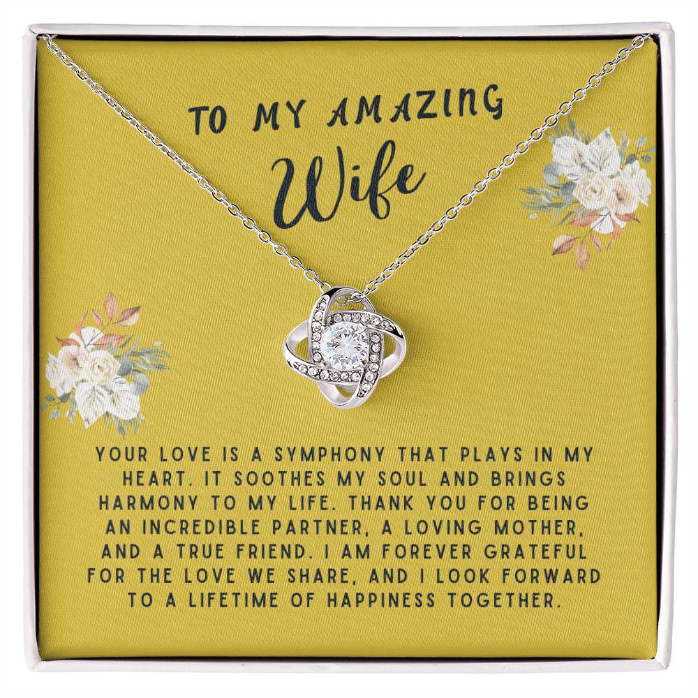 Wife Gift Necklace - Love Knot - Your Love Is A Symphony Gold Card