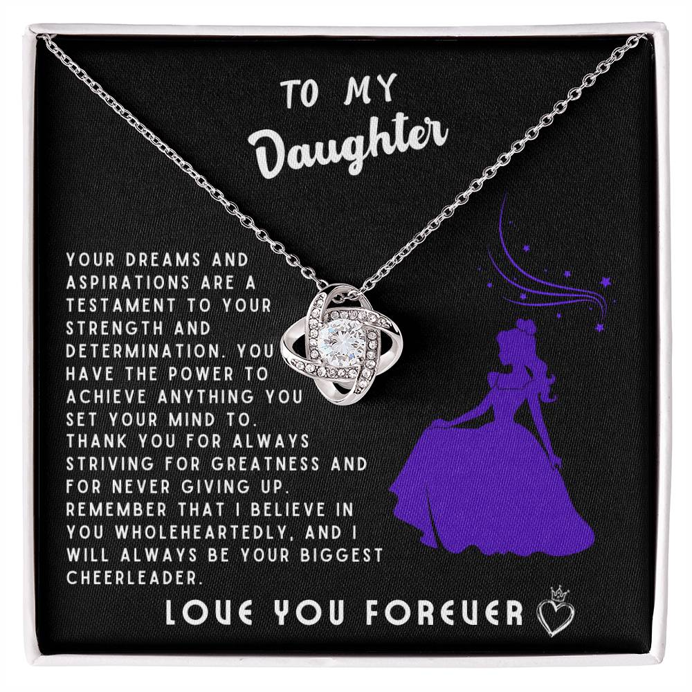 Daughter Gift Necklace - Love Knot  - Your Dreams And Aspirations Black Card