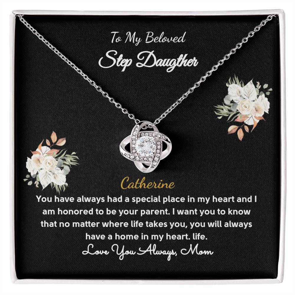 Personalized Gift Necklace - Daughter Gift - Love Knot - Floral Black Card