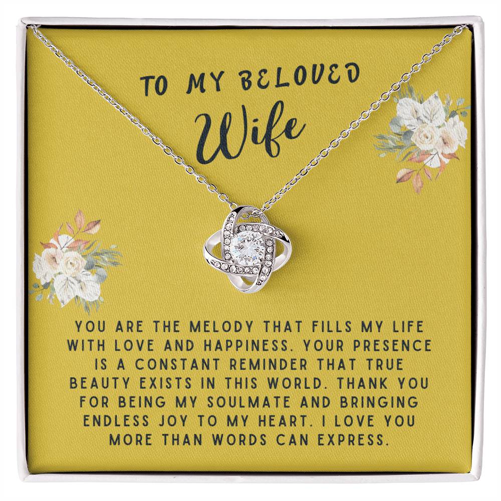 Wife Gift Necklace - Love Knot - You Are The Melody Gold Card