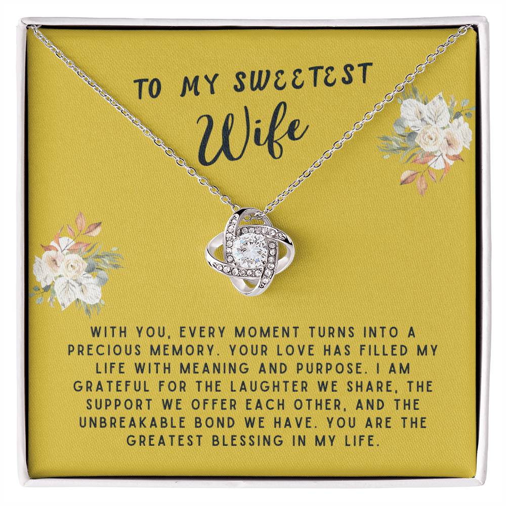 Wife Gift Necklace - Love Knot - Every Moment Gold Card
