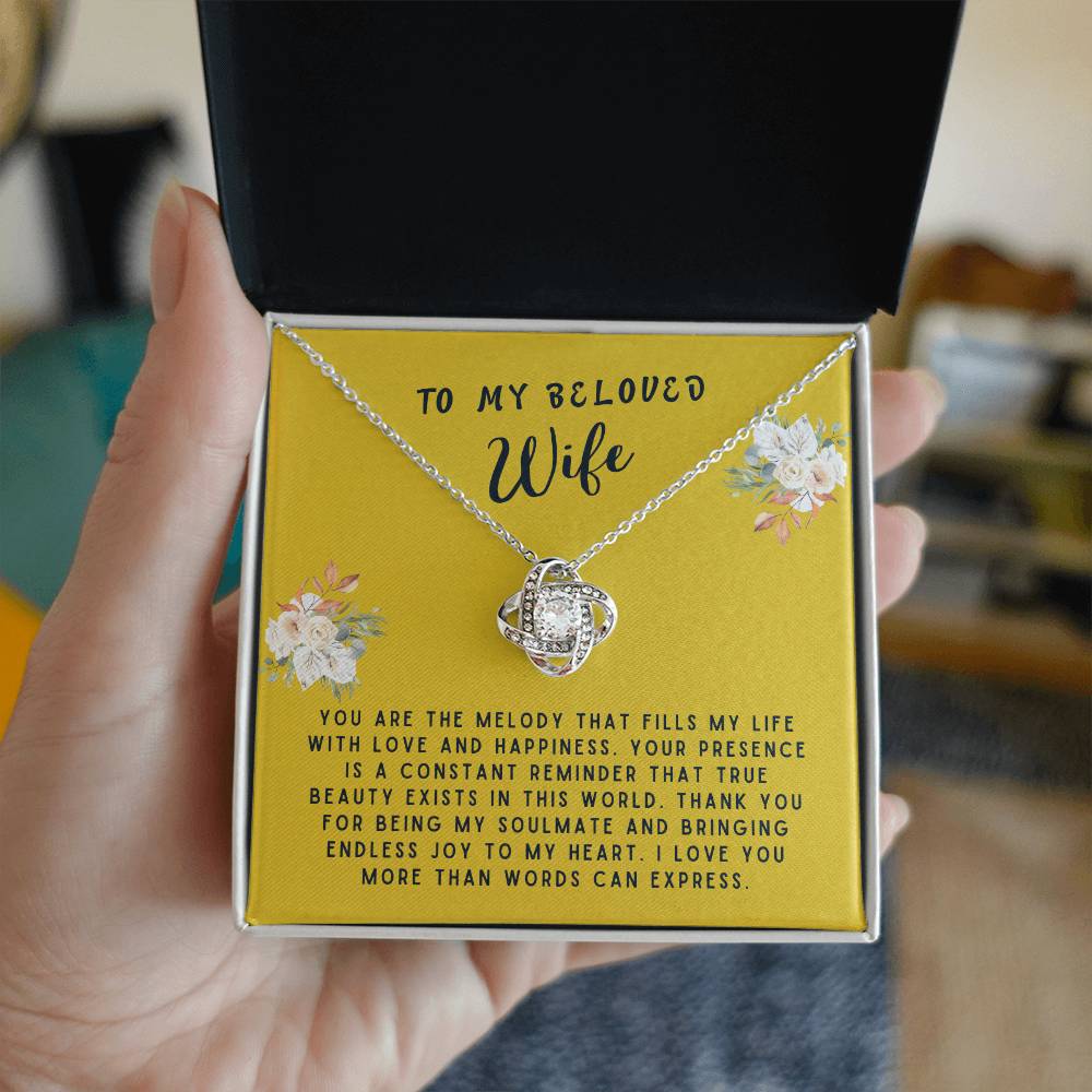 Wife Gift Necklace - Love Knot - You Are The Melody Gold Card