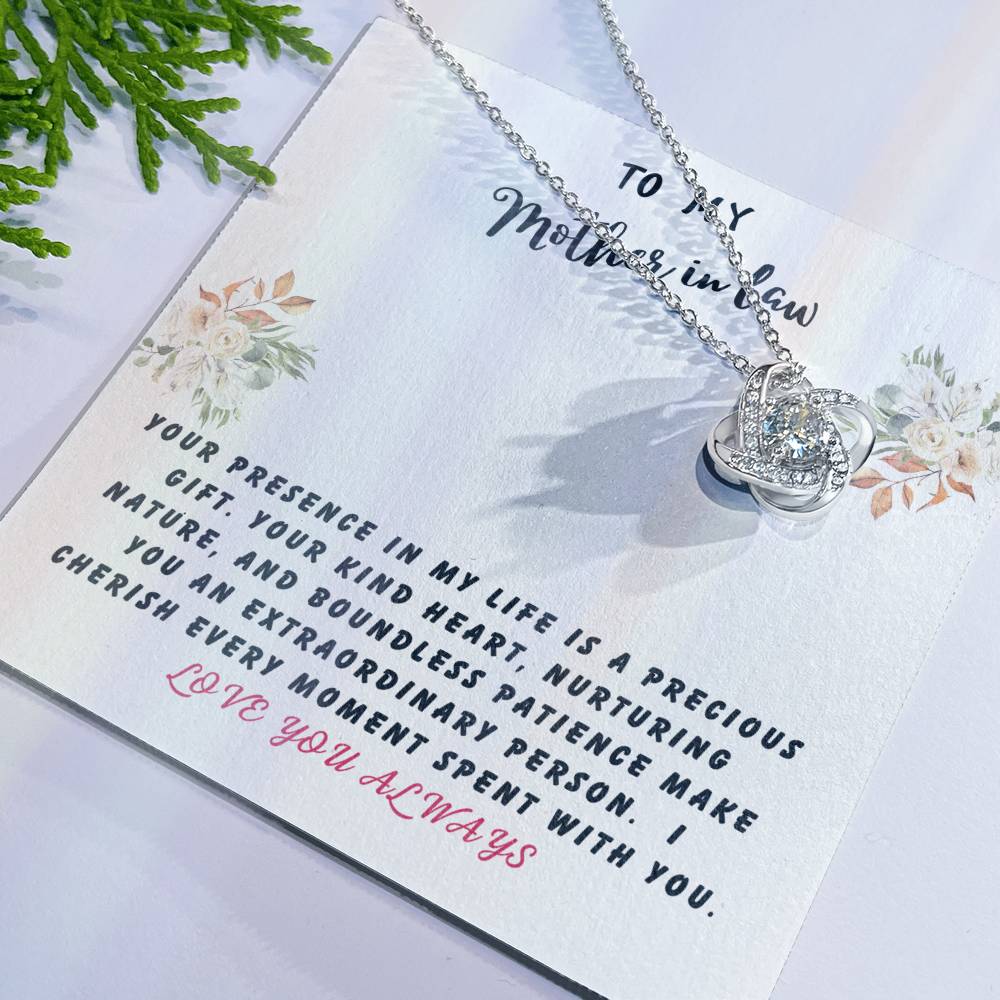 Mother In Law Gift Necklace - Love Knot - Precious Gift White Card