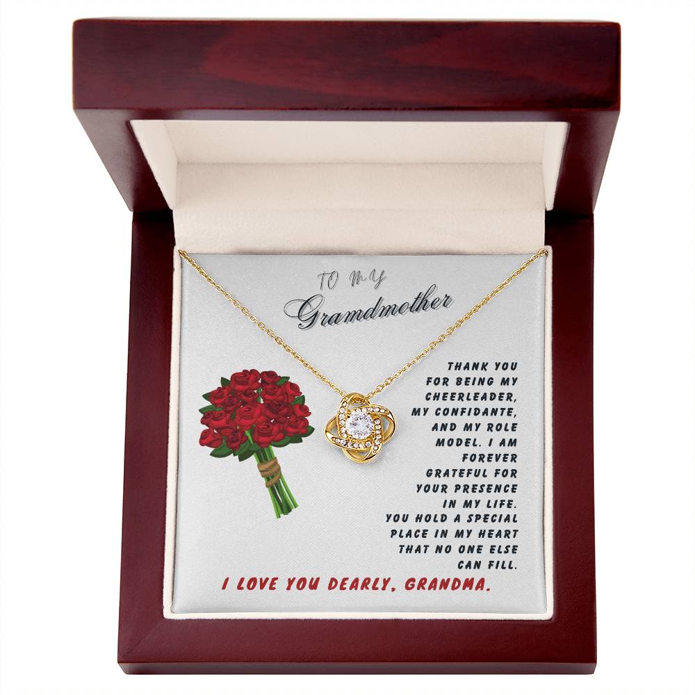 Grandmother Gift Necklace - Love Knot - Roses White Card