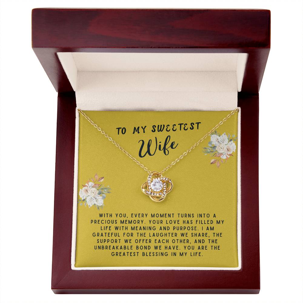 Wife Gift Necklace - Love Knot - Every Moment Gold Card