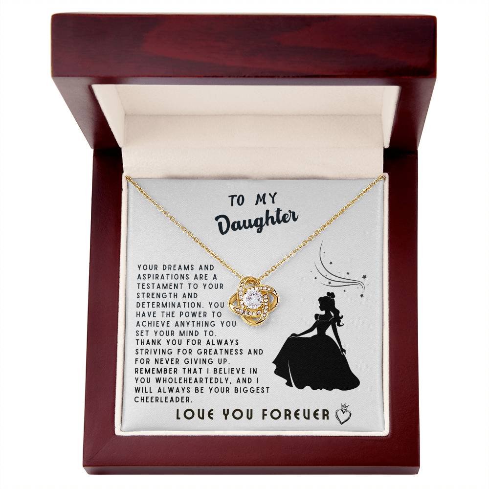 Daughter Gift Necklace - Love Knot - Your Dreams And Aspirations White Card