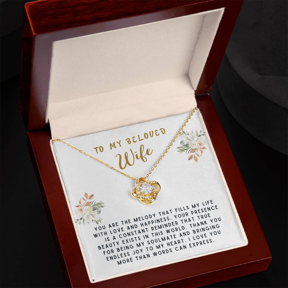 Wife Gift Necklace - Love Knot - You Are The Melody White Card