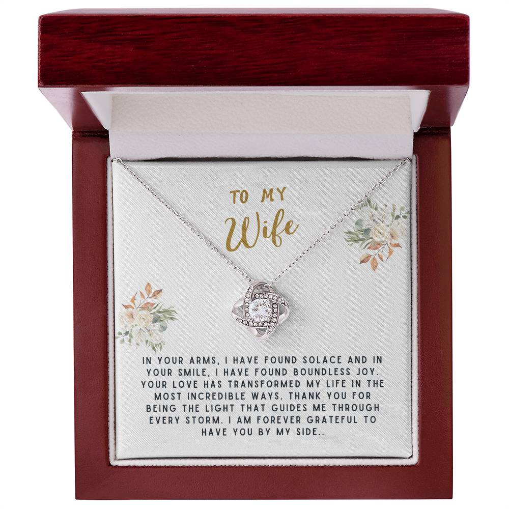 Wife Gift Necklace - Love Knot - In Your Arms White Card