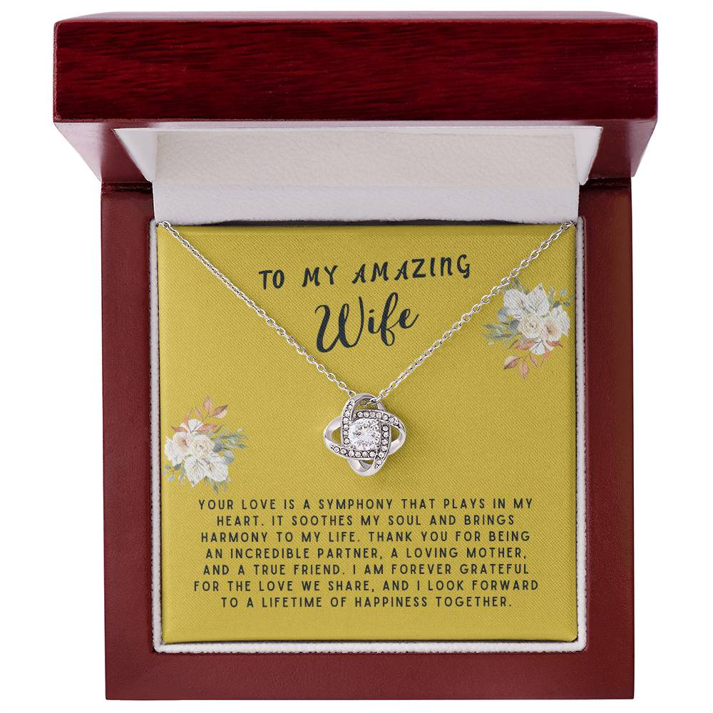 Wife Gift Necklace - Love Knot - Your Love Is A Symphony Gold Card
