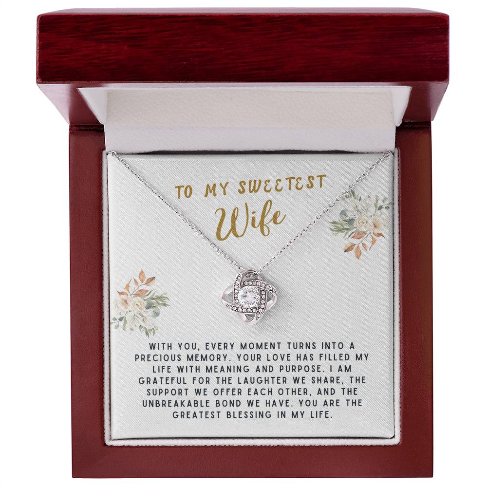 Wife Gift Necklace - Love Knot - Every Moment White Card