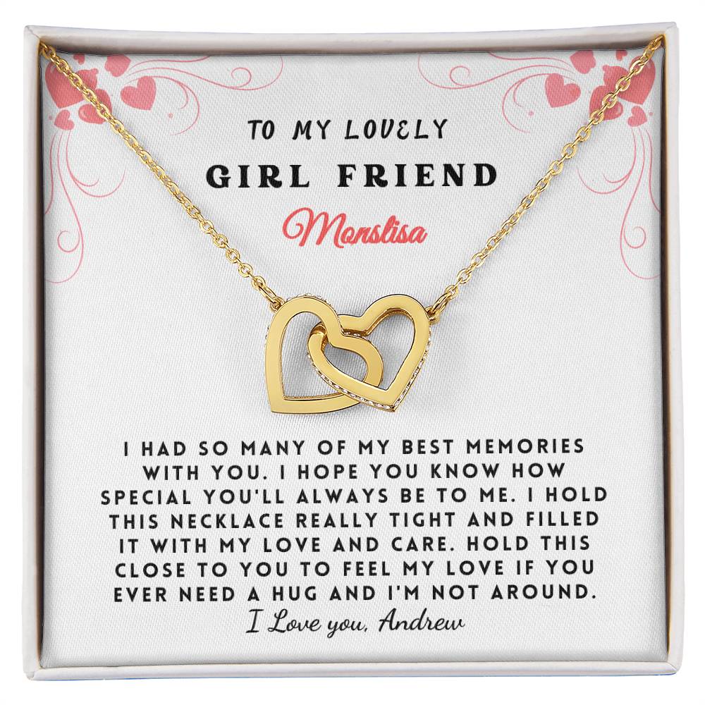 Personalized Gift Necklace - Girl Friend Gift - Interlocking Hearts