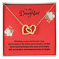 Daughter Gift Necklace - Interlocking Hearts - Watching You Grow Red Card