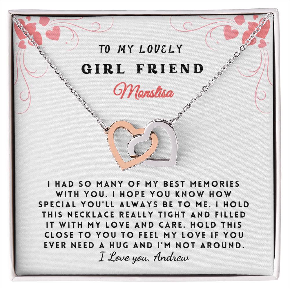 Personalized Gift Necklace - Girl Friend Gift - Interlocking Hearts