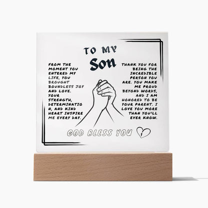Son Gift - Square Interior Decor - God Bless You (With Night Light Option)