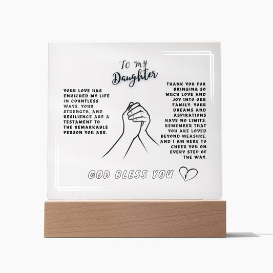 Daughter Gift - Square Interior Decor - God Bless You (With Night Light Option)