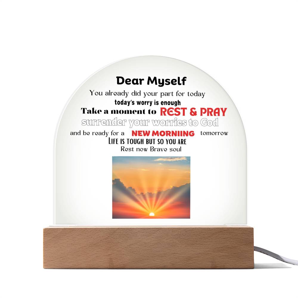 Dome Interior Decor - Dear Myself Sunrise (With Night Light Option)