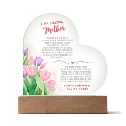 Mother Gift - Heart Interior Decor - Tulips (With Night Light Option)