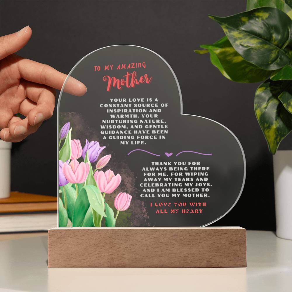 Mother Gift - Heart Interior Decor - Tulips (With Night Light Option)