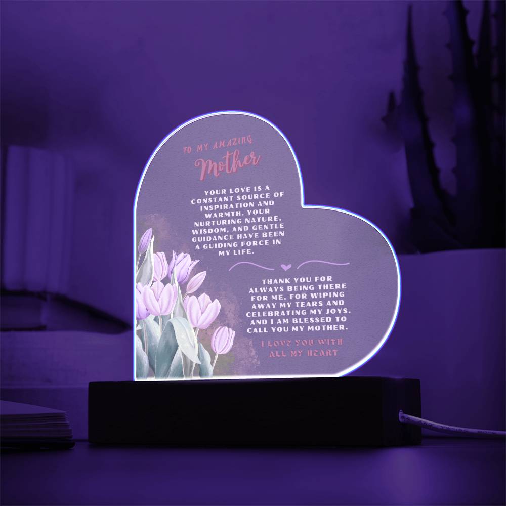 Mother Gift - Heart Interior Decor - Tulips (With Night Light Option)