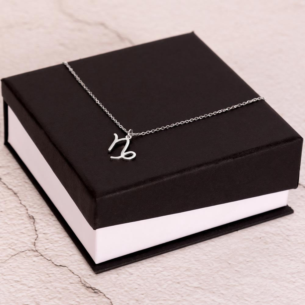 Zodiac Symbol Necklace - Capricorn 摩羯座 (Chinese Message Card)