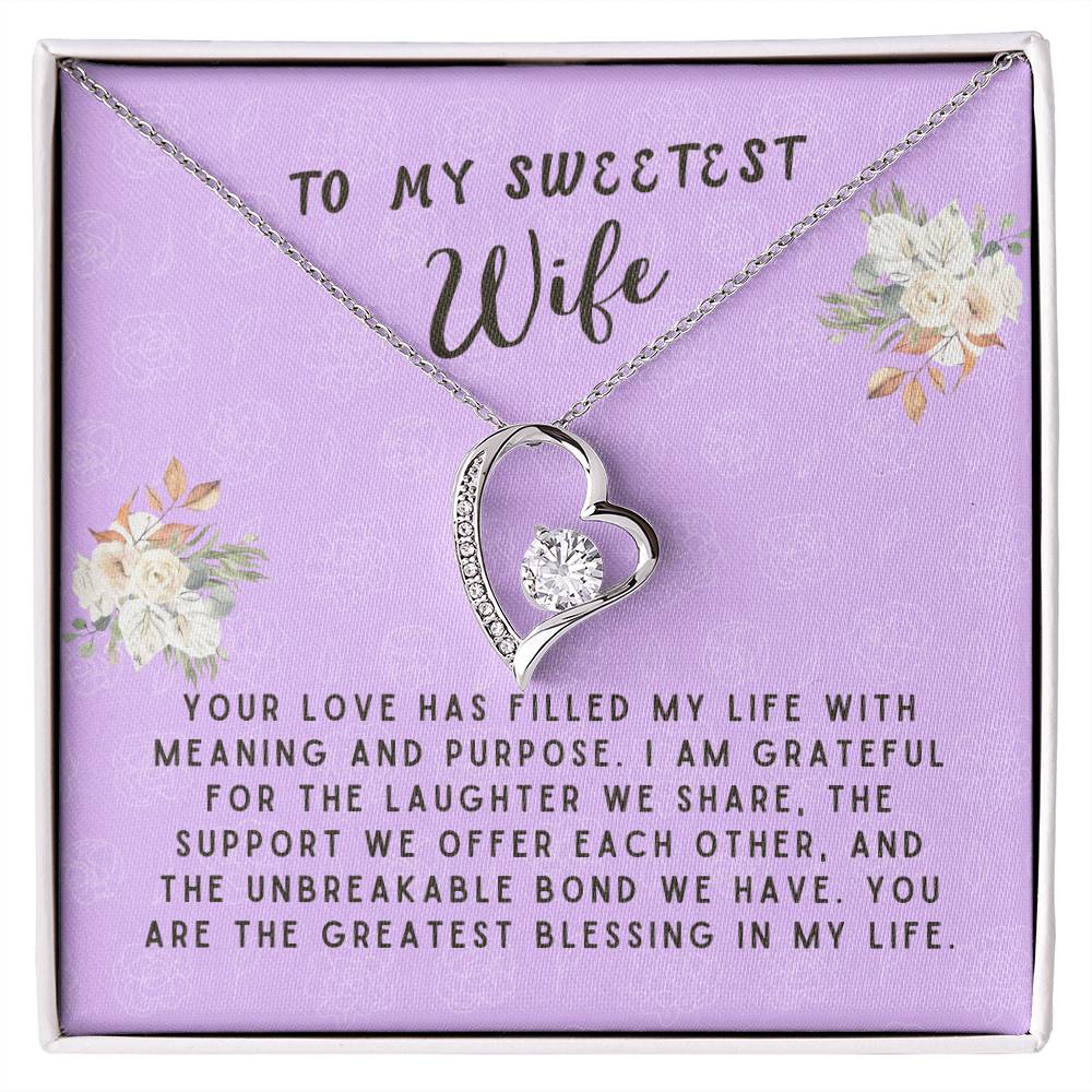 Wife Gift Necklace - Forever Love - Love Filled My Life Lavender Card
