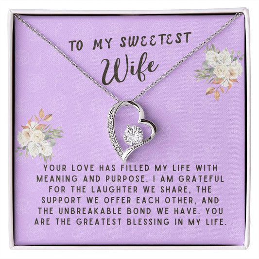 Wife Gift Necklace - Forever Love - Love Filled My Life Lavender Card