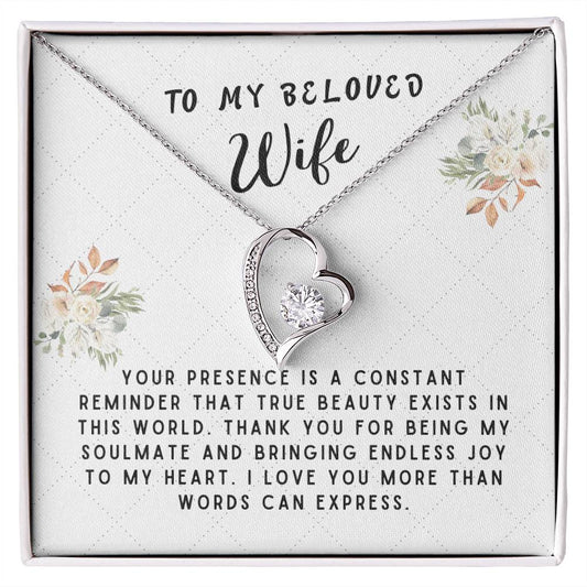 Wife Gift Necklace - Forever Love - True Beauty Exists White Card