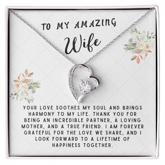 Wife Gift Necklace - Forever Love - Soothes My Soul White Card