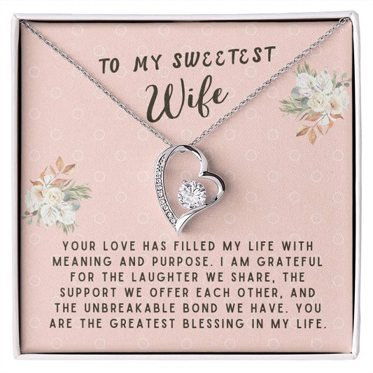 Wife Gift Necklace - Forever Love - Love Filled My Life Pink Card