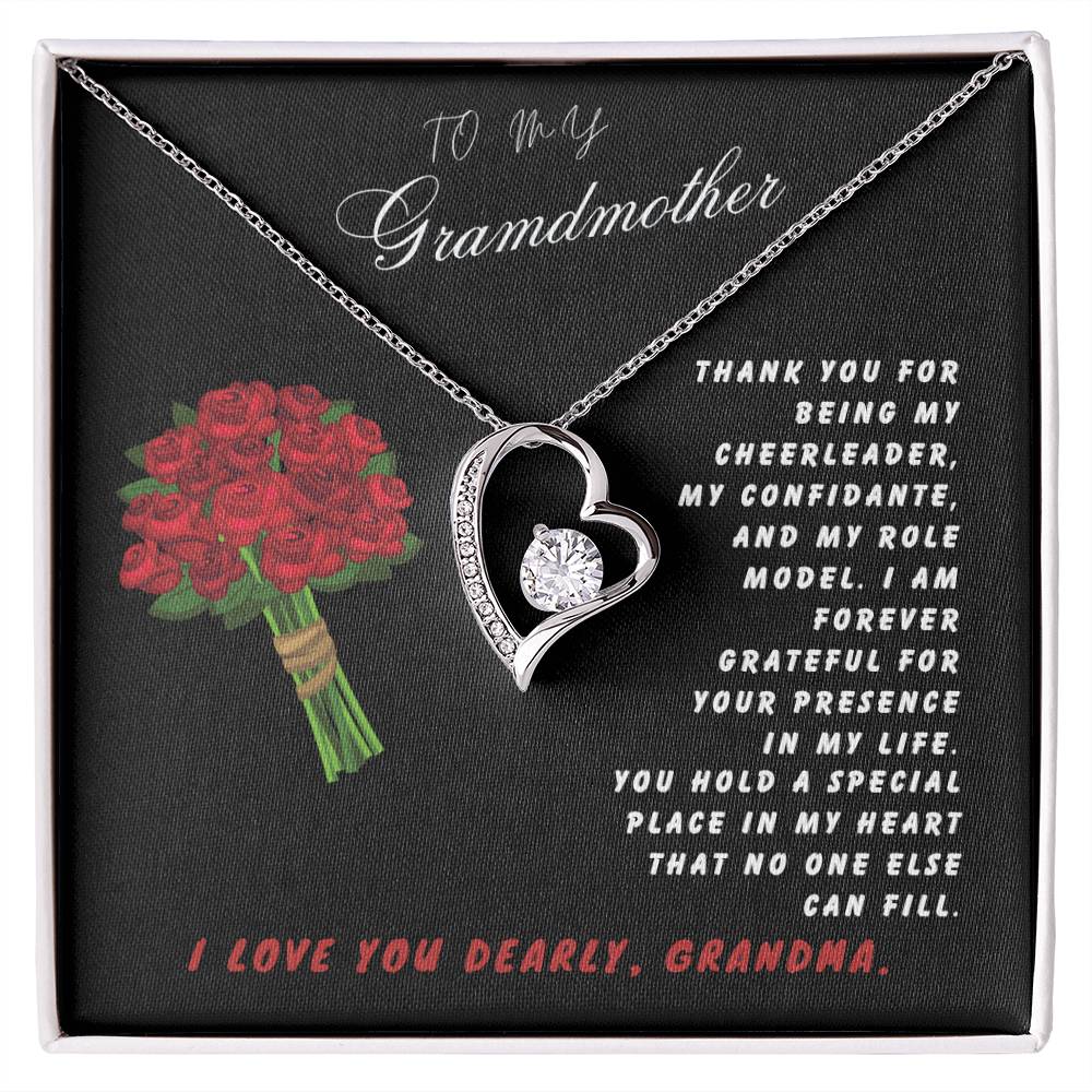 Grandmother Gift Necklace - Forever Love - Roses Black Card