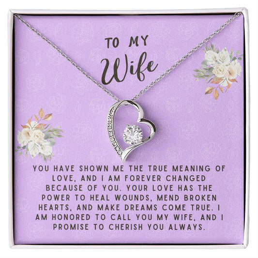 Wife Gift Necklace - Forever Love - True Meaning Of Love Lavender Card